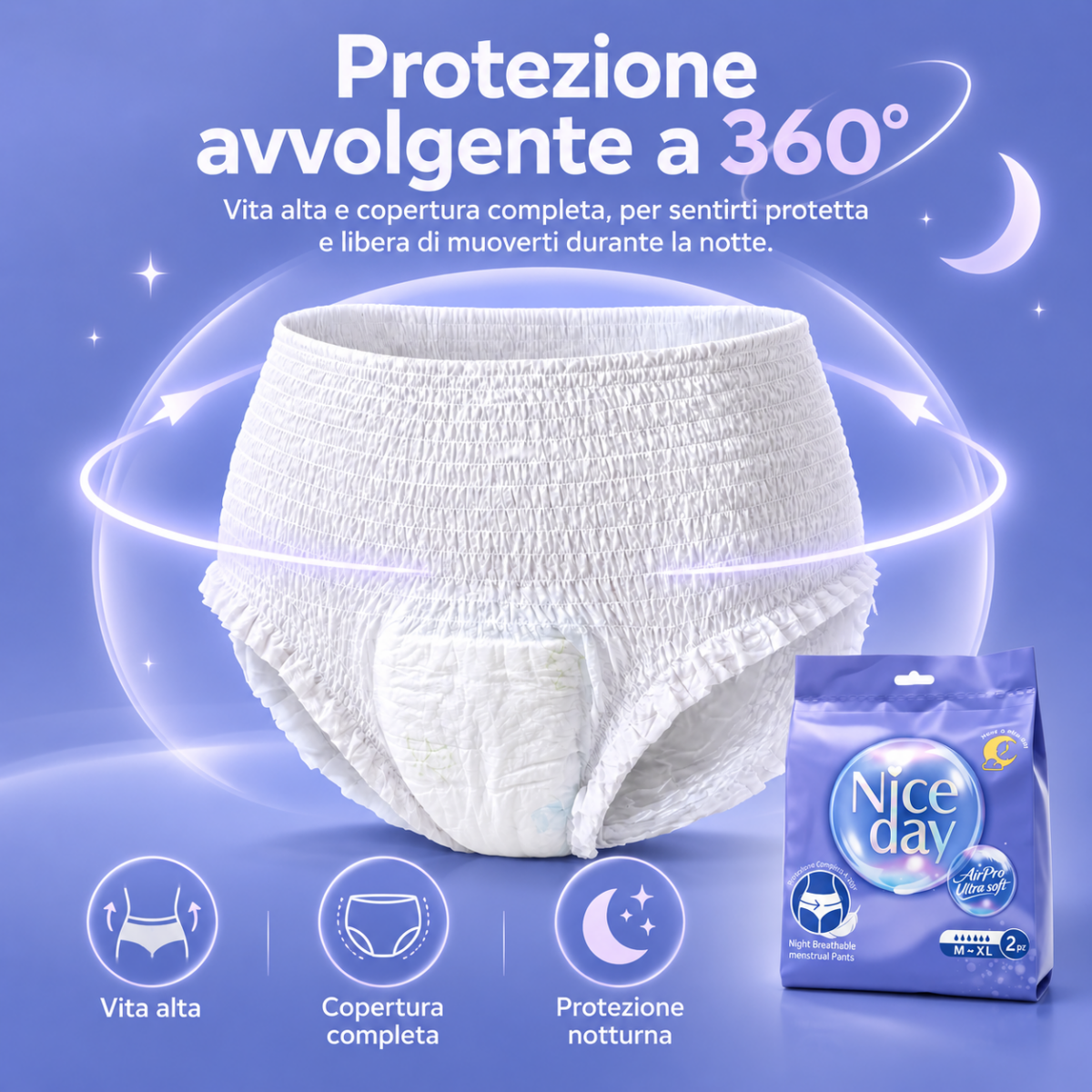 E2-5 02 Mutandine mestruali monouso AirPro Notte – 2 pezzi