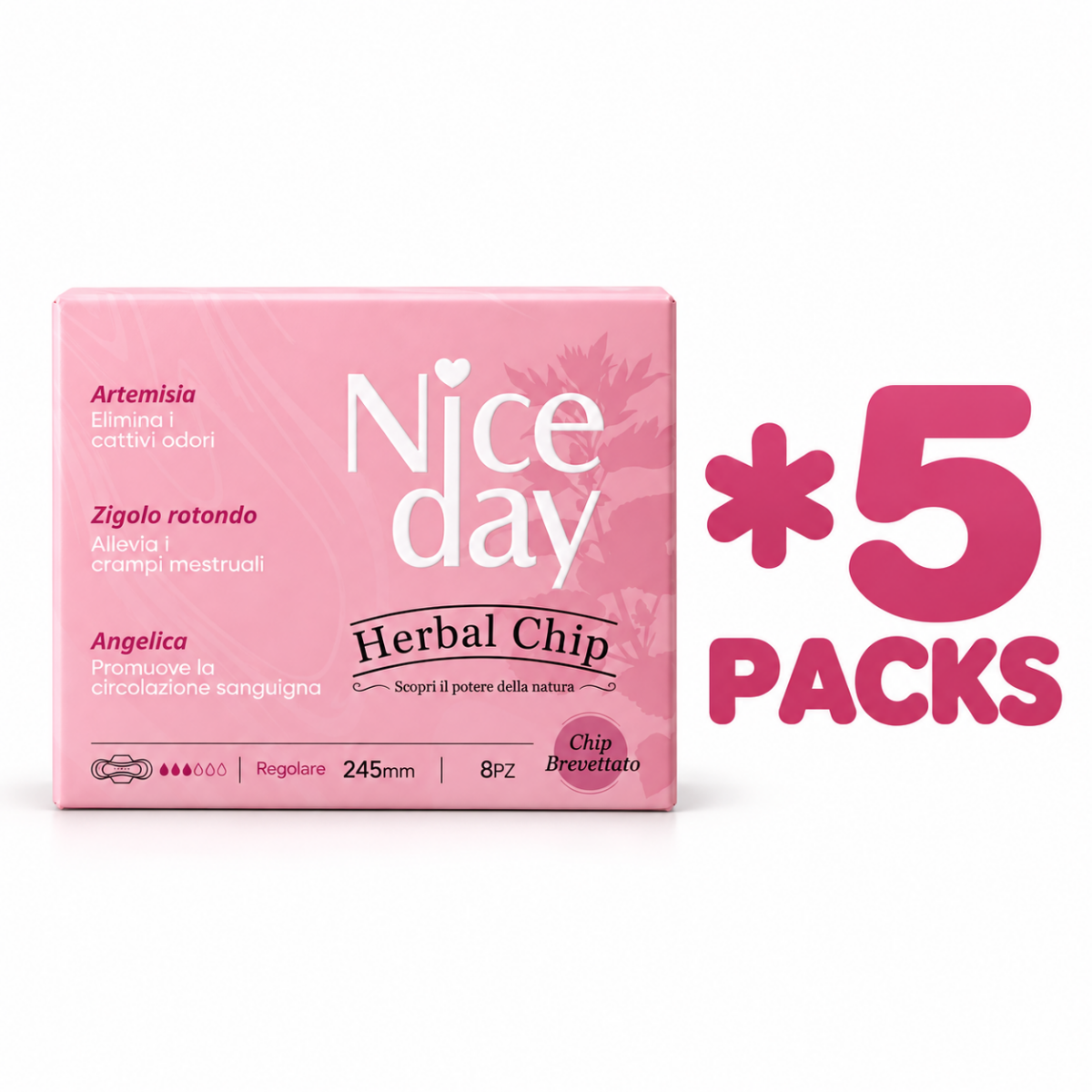 Assorbenti Regolare Herbal Chip 245 mm – Multipack 40 pz